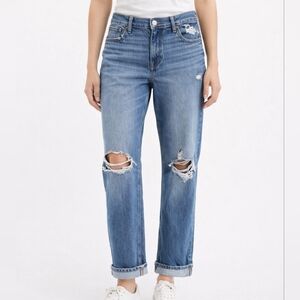 American Eagle Womens AE Ex-boyfriend Jeans Distressed Size 12 Short Casual